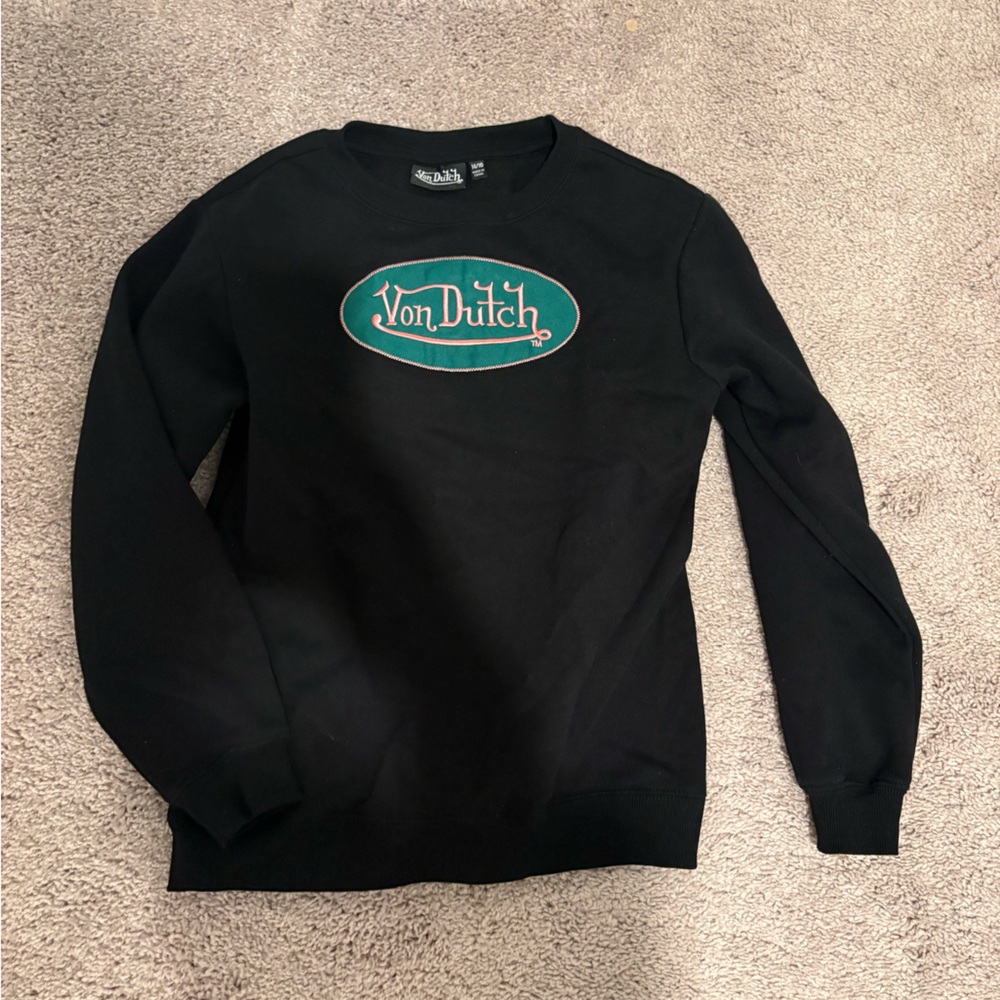 Von Dutch Black Sweatshirt with Teal Oval Logo
